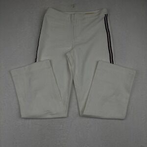 Maeve Anthropologie Ivory Seersucker Wide Leg Side Stripe Pants Womens 8 NEW